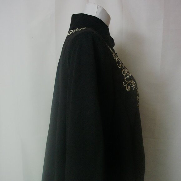 NWTS Coldwater Creek Black Embroidered Jacket – Floral Scroll, Button Front SZ L - Picture 4 of 6